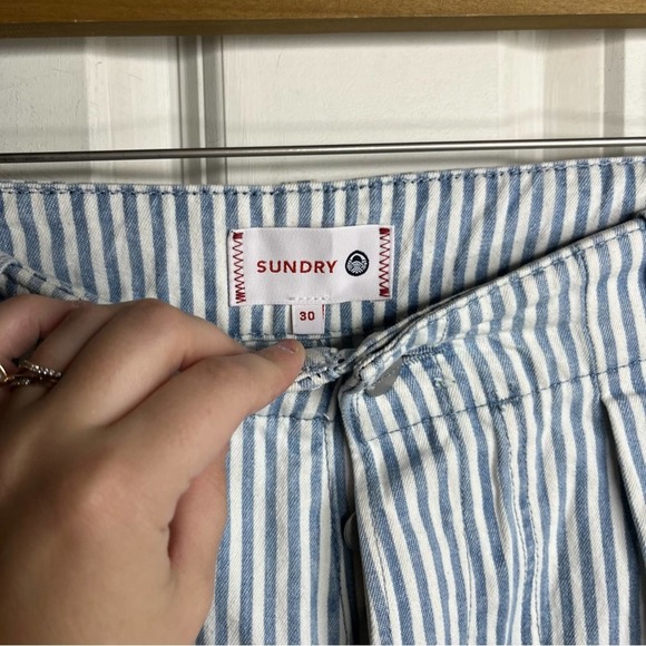 Sundry High Rise Blue & White Striped Crop Denim Jeans Size 30 - Picture 6 of 8